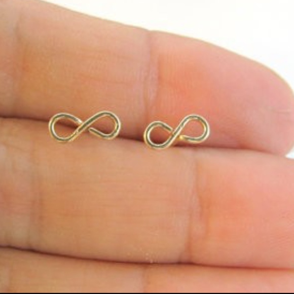 Infinity Gold Dainty Stud Earrings - Picture 7 of 7